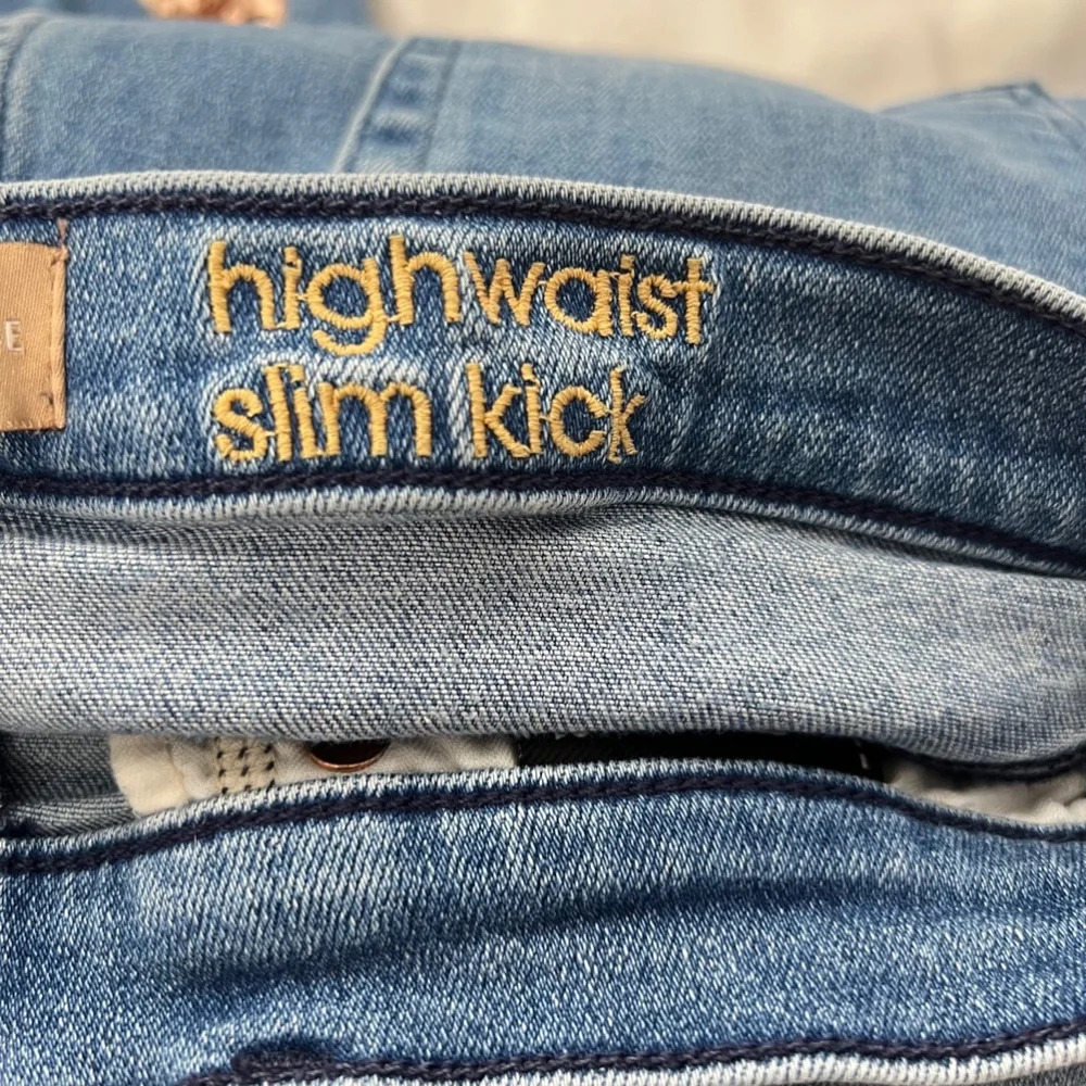7 For All Mankind Luxe Vintage High Waist Slim Kick Sequined Jeans, Blue Size 31 - Picture 9 of 11